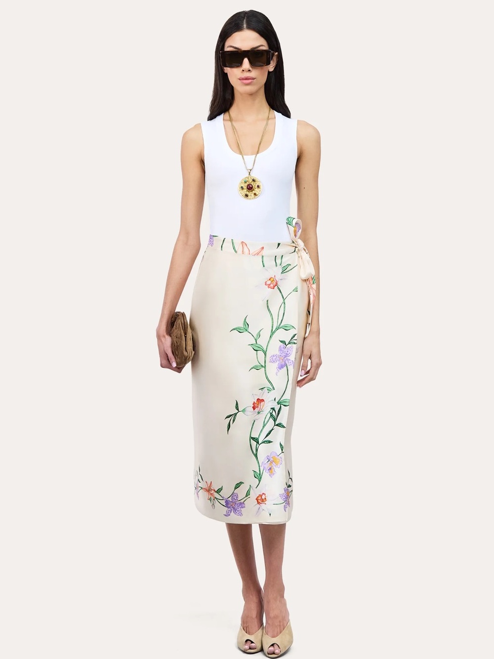 NWT ELIE TAHARI Frances Floral Silk Midi Skirt